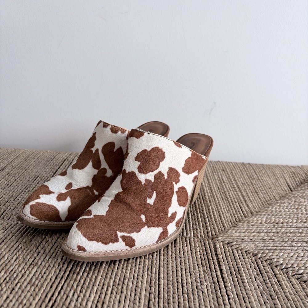 Jeffrey Campbell Cow hair on leather‎ Fayela 3" Tapered Heel Mule Clogs 6.5